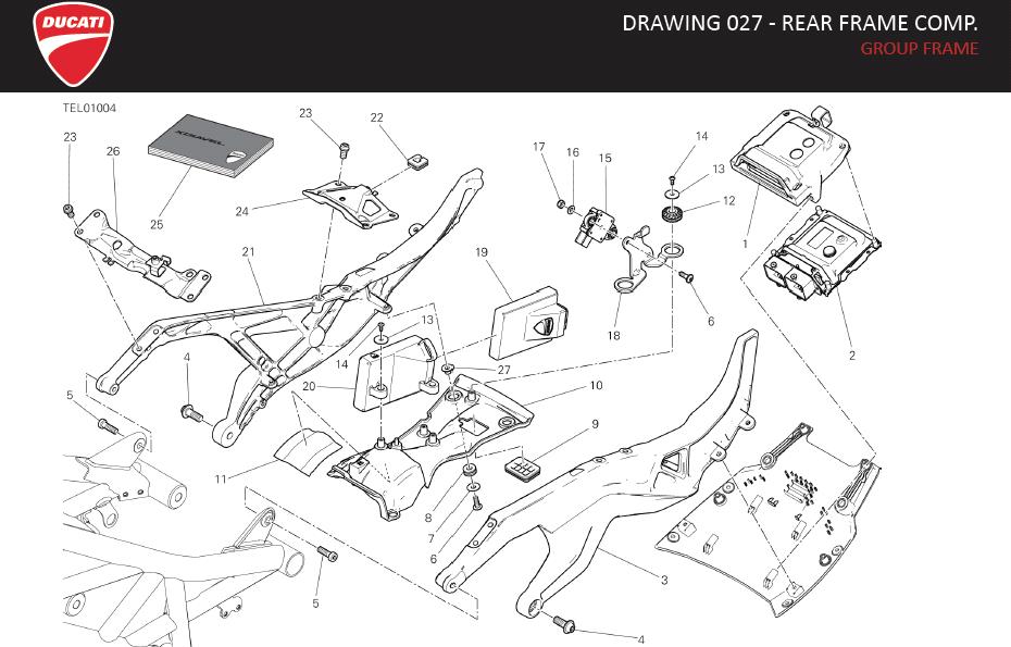 Diagram DRAWING 027 - REAR FRAME COMP.; GROUP FRAME for your Ducati XDiavel  