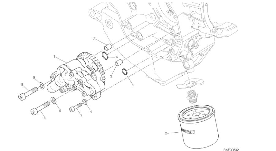 Diagram DRAWING 009 - OIL PUMP - FILTER; GROUP ENGINE for your Ducati XDiavel  