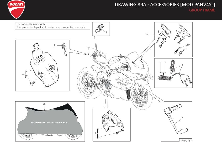 6DRAWING 39A - ACCESSORIES [MOD:PANV4SL]; GROUP FRAMEhttps://images.simplepart.com/images/parts/ducati/fullsize/SPC_SUPERLEGGERA_V4_EN_MY20192.jpg