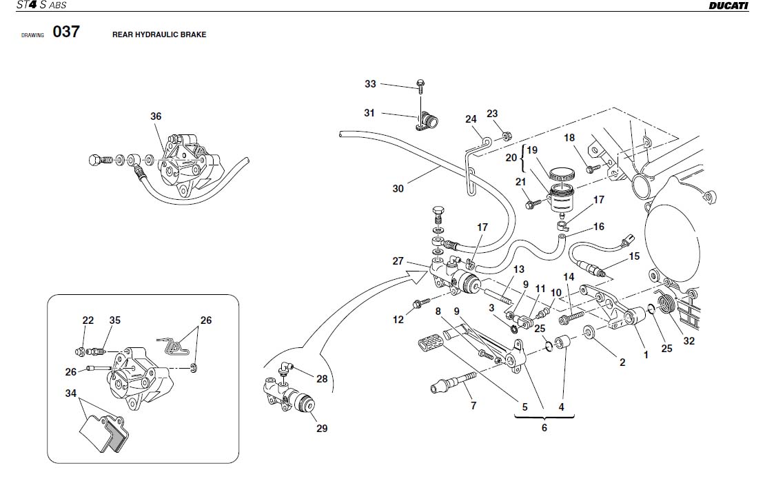 Ducati ST4S Pin. BRAKE, Brakes, HYDRAULIC, REAR - 821.1.096.1A | Cross ...