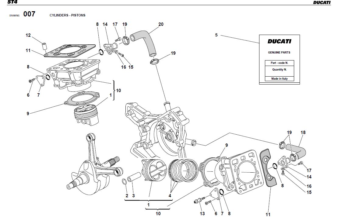 Ducati SportTouring Piston pin. Cylinders, Engine, Pistons - 121.1.038 ...