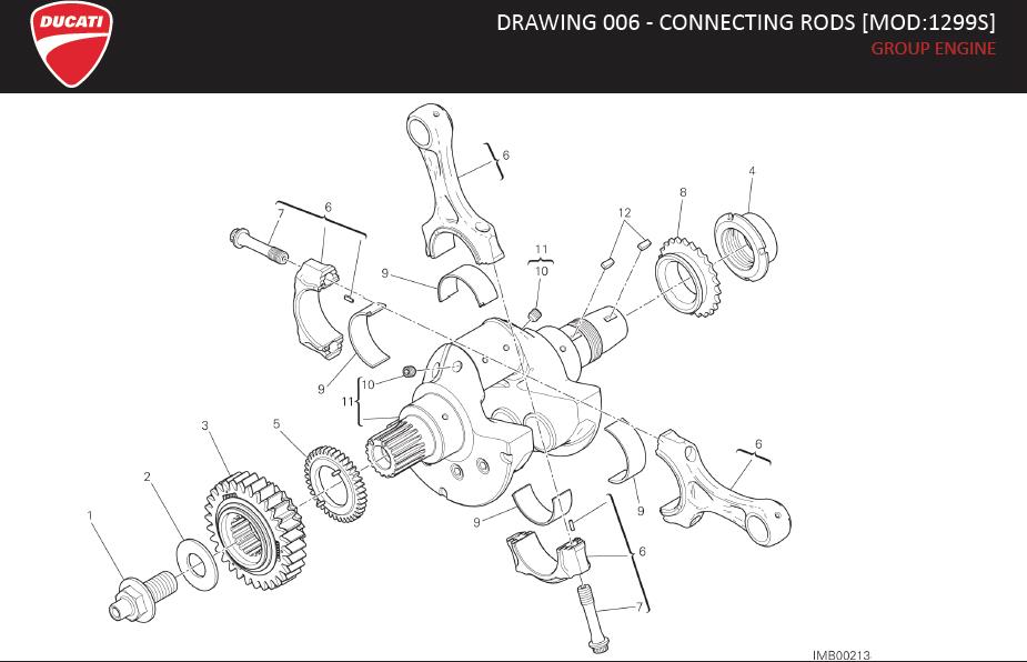 Diagram DRAWING 006 - CONNECTING RODS [MOD:1299S]; GROUP ENGINE for your Ducati ST3  