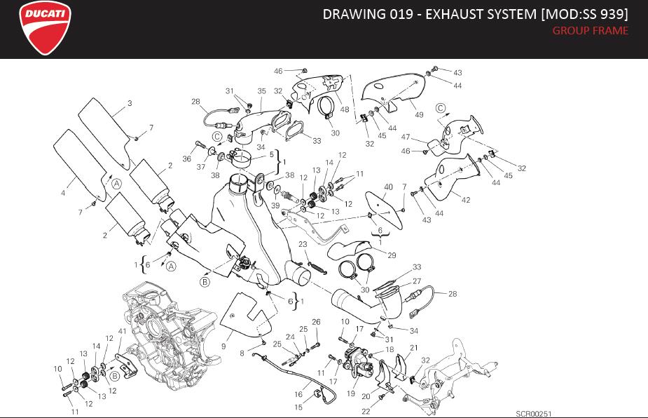 1DRAWING 019 - EXHAUST SYSTEM [MOD:SS 939]; GROUP FRAMEhttps://images.simplepart.com/images/parts/ducati/fullsize/SUPERSPORT_EN_US_MY17086.jpg