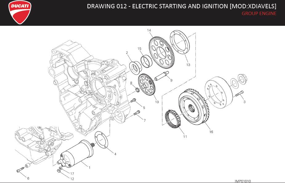 Diagram DRAWING 012 - ELECTRIC STARTING AND IGNITION [MOD:XDIAVELS]; GROUP ENGINE for your Ducati XDiavel  