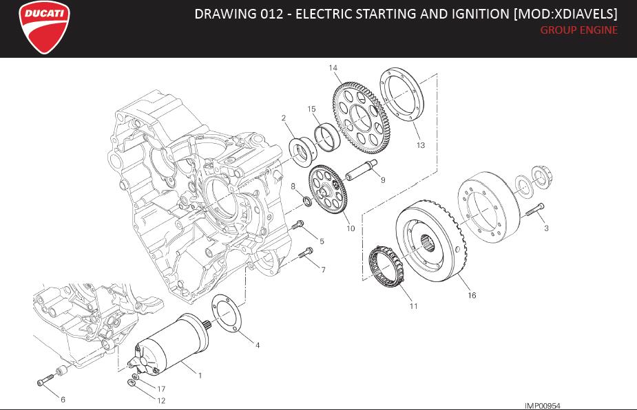 Diagram DRAWING 012 - ELECTRIC STARTING AND IGNITION [MOD:XDIAVELS]; GROUP ENGINE for your Ducati XDiavel  