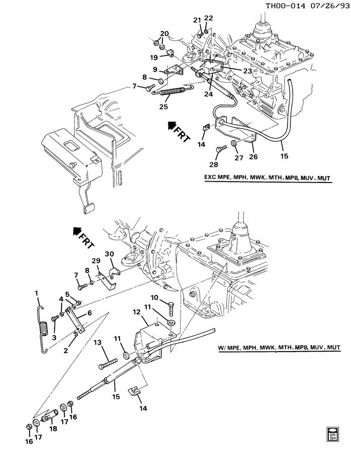 GMC C7500 CLUTCH CONTROL LINKAGE