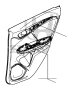 View ARMREST, L. RR. DOOR LINING   *NH900L*(DEEP BLACK).  Full-Sized Product Image 1 of 1