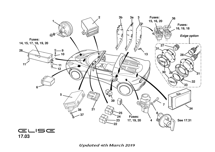 Full size assembly image of Horn, Inertia Switch, Modules, Fuses &amp; Relays (1/1)