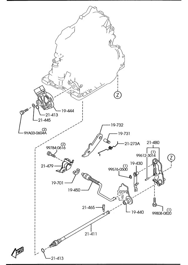 Full size assembly image of AUTOMATIC TRANSMISSION MANUAL LINKAGE SYSTEM (1/1)