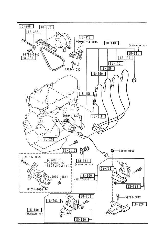 Full size assembly image of ENGINE ELECTRICAL SYSTEM (2600CC)('89 MODEL) (1/1)