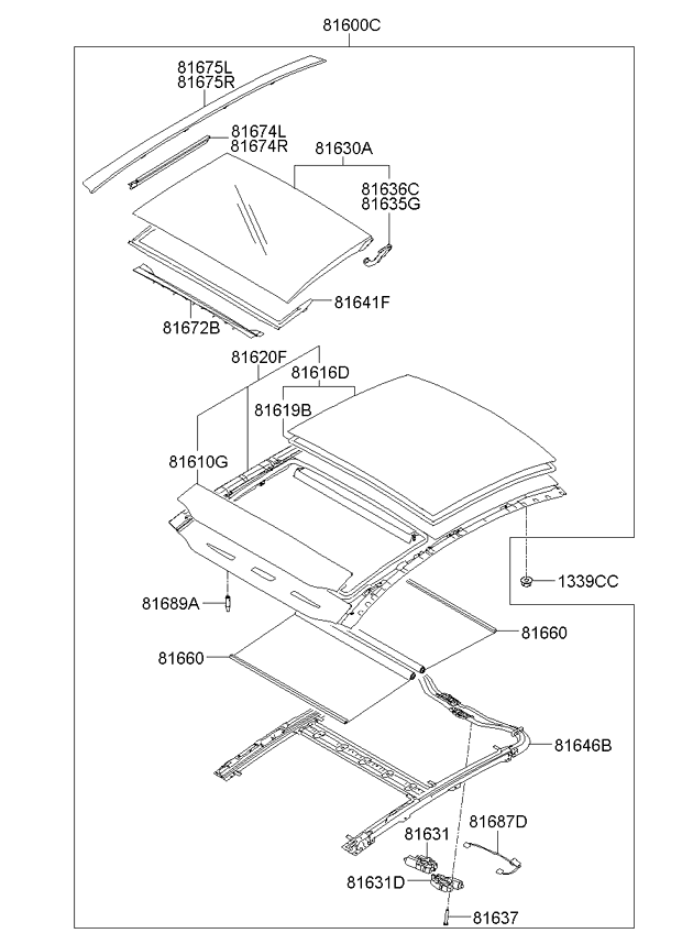 Full size assembly image of SUNROOF (1/2)