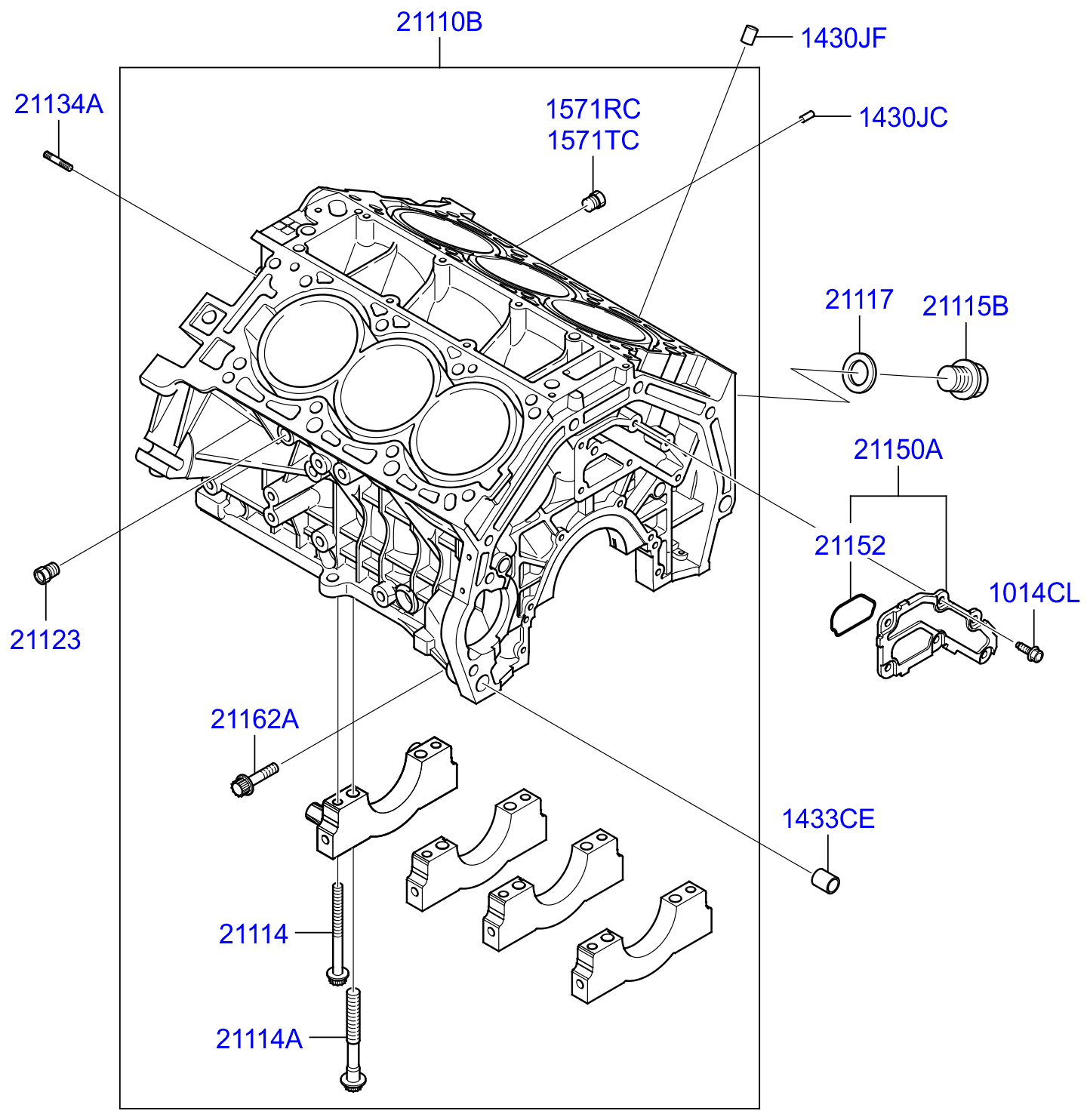 Full size assembly image of CYLINDER BLOCK & OIL PAN (1/2)