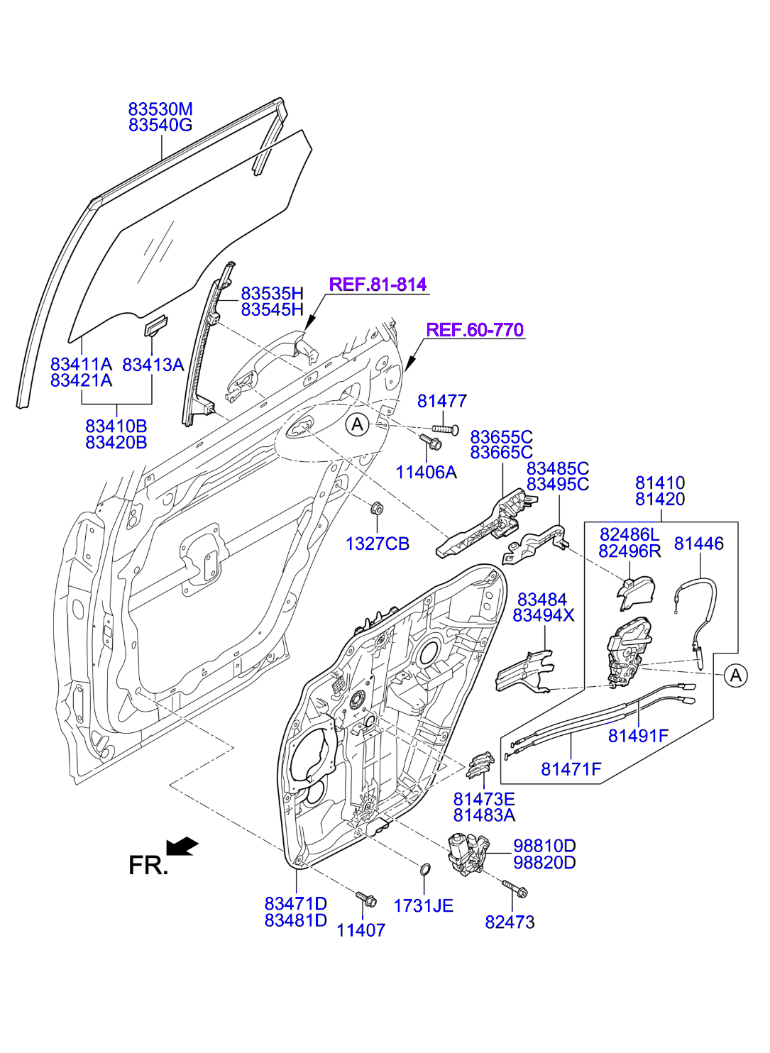 Full size assembly image of REAR DOOR WINDOW REGULATOR & GLASS (1/1)