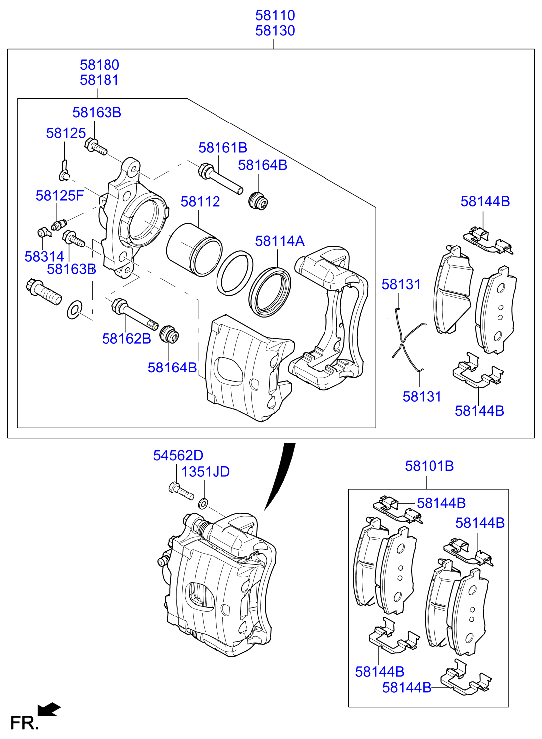 Full size assembly image of FRONT WHEEL BRAKE (1/1)