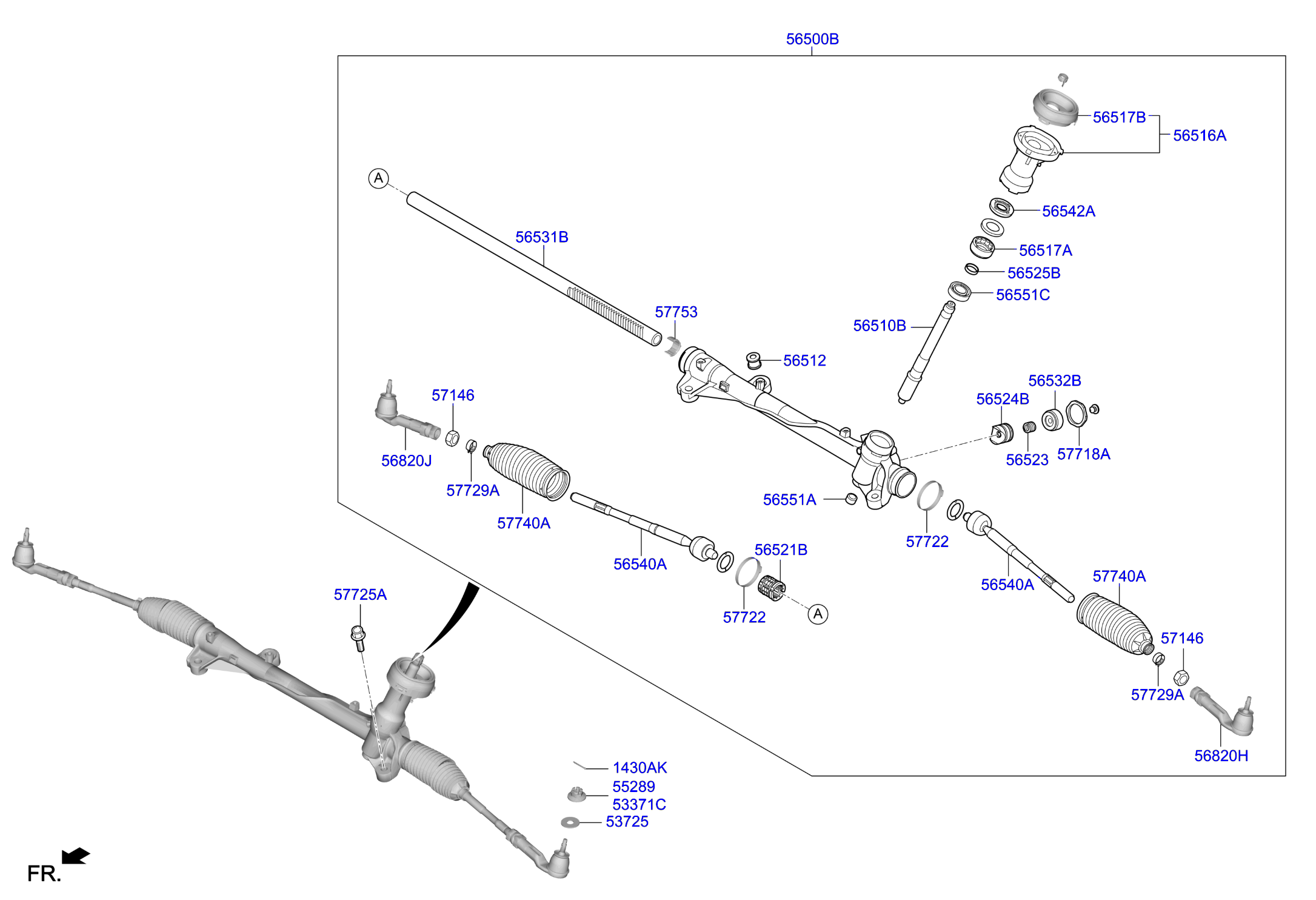 Full size assembly image of POWER STEERING GEAR BOX (1/1)