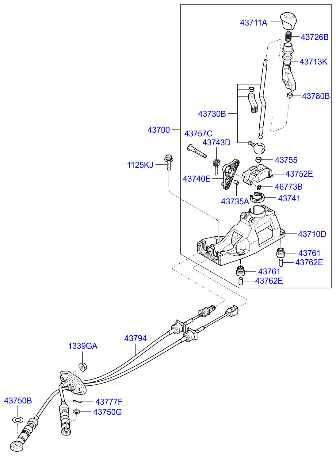 Full size assembly image of SHIFT LEVER CONTROL (MTM) (1/1)
