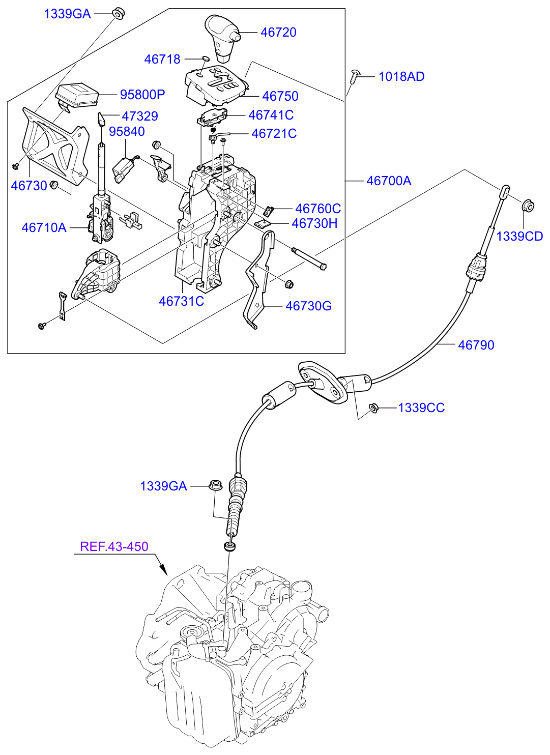 Full size assembly image of SHIFT LEVER CONTROL (ATM) (1/1)