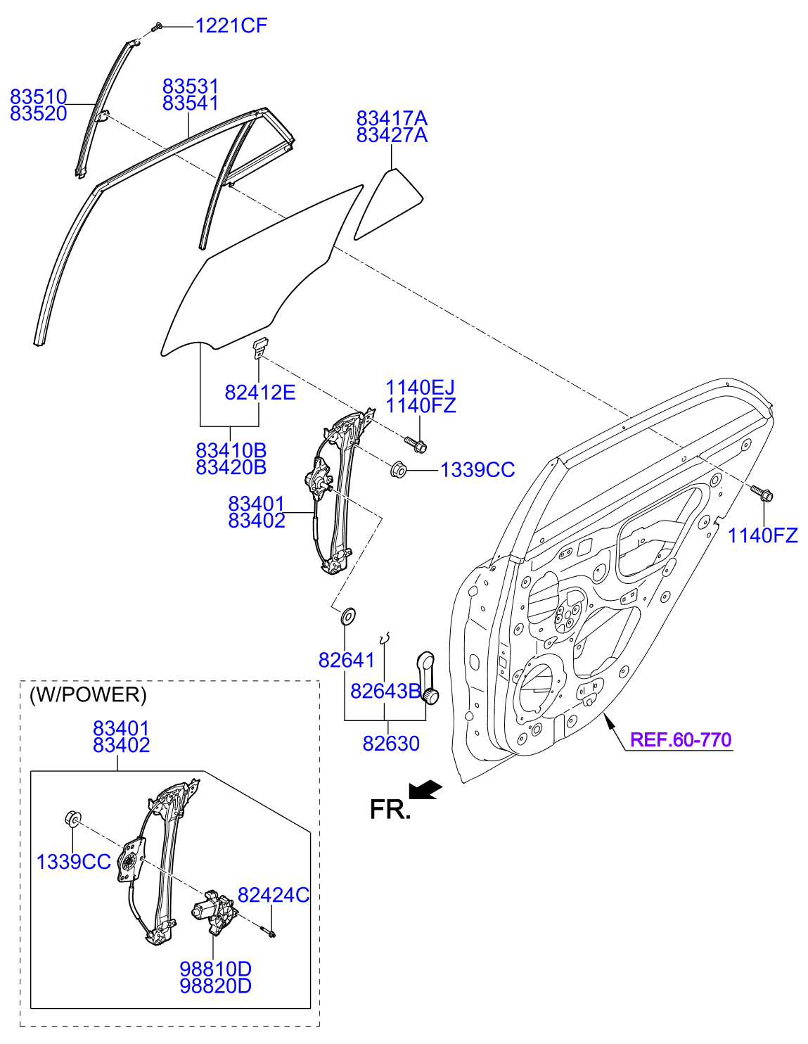 Full size assembly image of REAR DOOR WINDOW REGULATOR & GLASS (1/1)