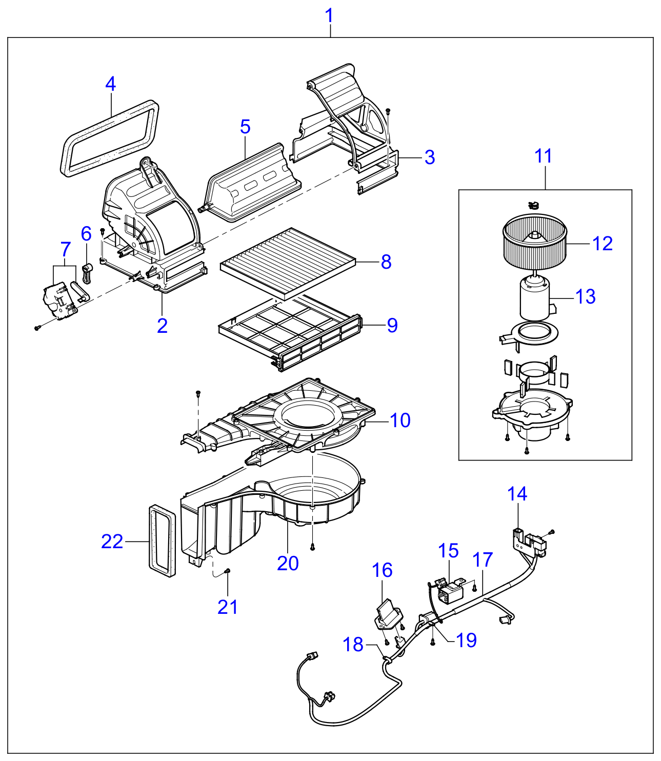 Full size assembly image of HEATER SYSTEM-BLOWER UNIT (1/1)