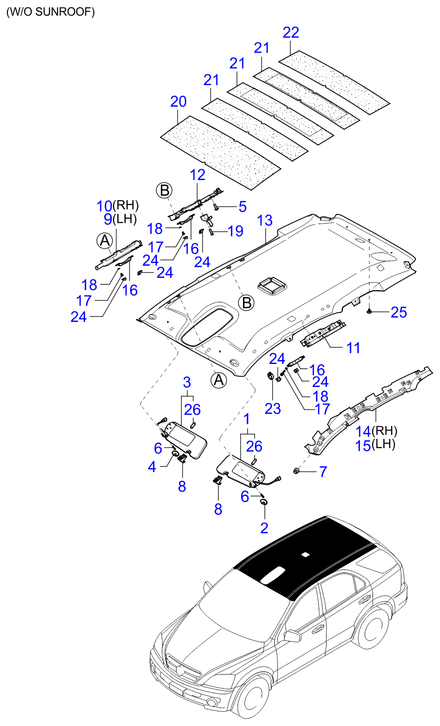 Full size assembly image of SUNVISOR & HEAD LINING (1/2)