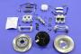 View Big brake kit. 1 1/8 bore Master cyl with matching  booster, 13 Rotors, 2 piston calipers, caliper  mounts, pads, and new brake lines.' Full-Sized Product Image