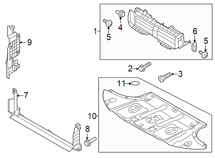 Diagram Radiator support. Splash shields. for your 2018 Genesis G90   