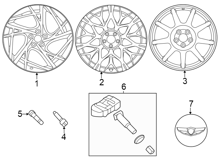 Diagram Wheels. for your 2018 Genesis G80   