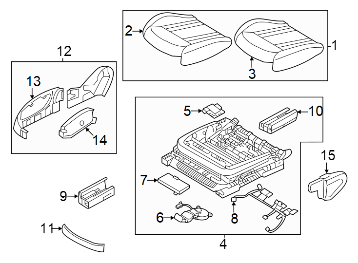 Diagram Seats & tracks. Passenger seat components. for your 2023 Genesis GV60   