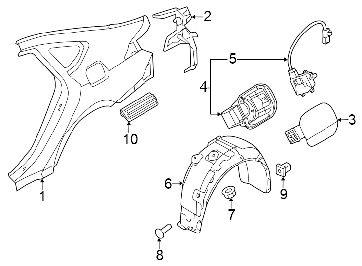 Diagram Quarter panel. for your 2023 Genesis GV80 2.5L A/T Base Sport Utility 