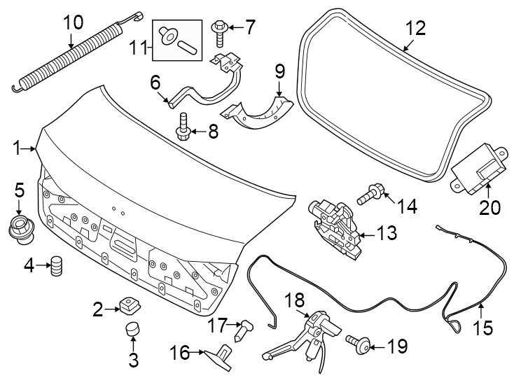 Diagram Trunk lid. Lid & components. for your Genesis