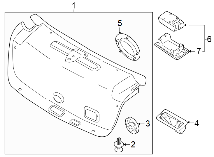 Diagram Trunk lid. Interior trim. for your 2024 Genesis GV60   