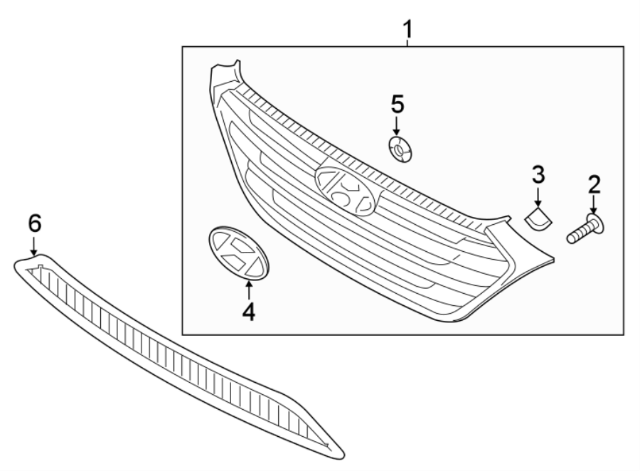 6FRONT BUMPER & GRILLE. GRILLE & COMPONENTS.https://images.simplepart.com/images/parts/motor/fullsize/1002015.png