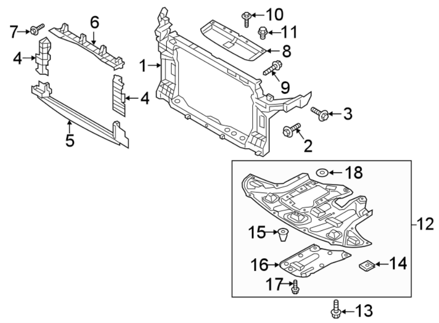 Diagram RADIATOR SUPPORT. for your 2022 Hyundai Kona   