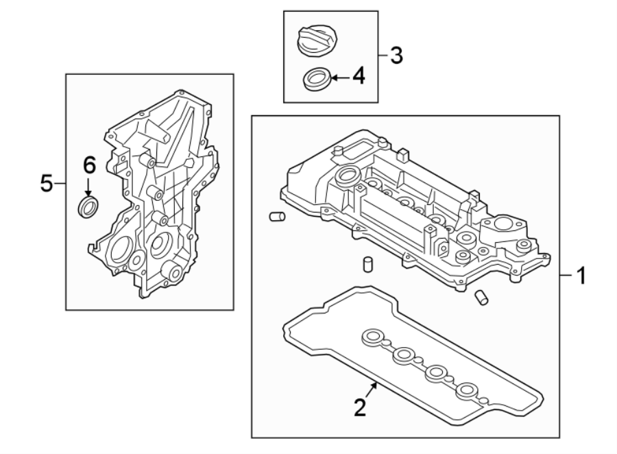 Diagram ENGINE / TRANSAXLE. VALVE & TIMING COVERS. for your Hyundai Tucson  