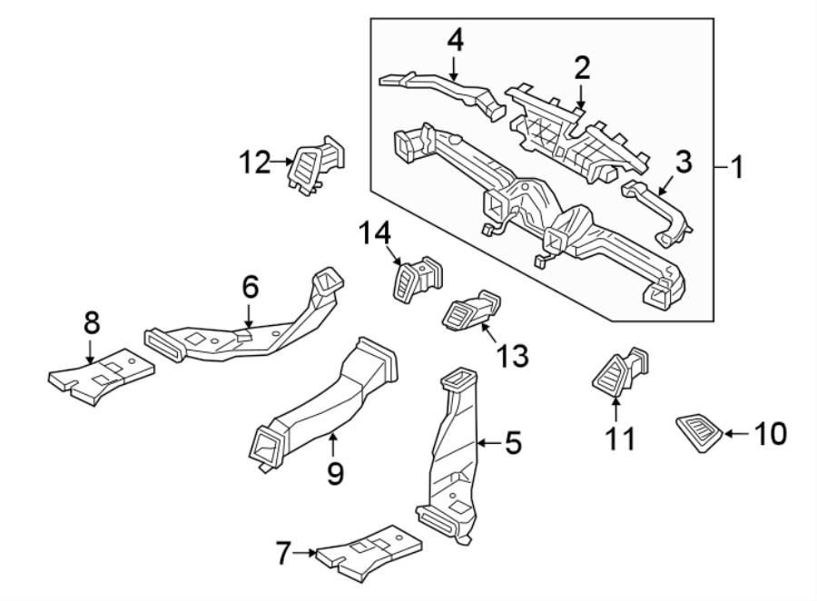 Diagram INSTRUMENT PANEL. DUCTS. for your 2017 Hyundai Tucson   