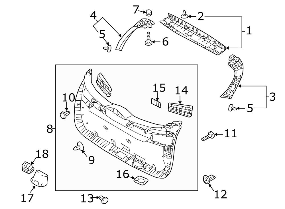 Full size assembly image of LIFT GATE. INTERIOR TRIM. (1/2)