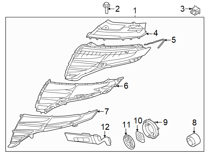 Diagram Front lamps. Daytime running lamp components. for your 2022 Hyundai Sonata 2.5L Theta III A/T SEL Sedan 