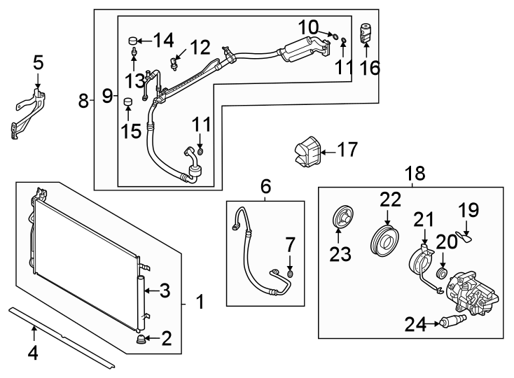 6Air conditioner & heater. Compressor & lines. Condenser.https://images.simplepart.com/images/parts/motor/fullsize/1003110.png