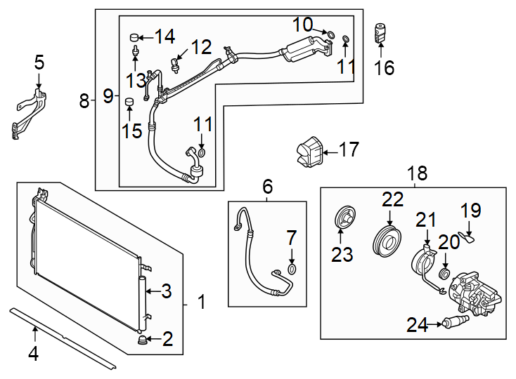 15Air conditioner & heater. Compressor & lines. Condenser.https://images.simplepart.com/images/parts/motor/fullsize/1003112.png