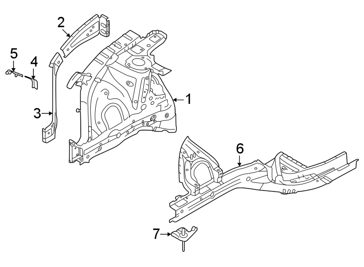 Diagram Fender. Structural components & rails. for your 2023 Hyundai Ioniq 6   