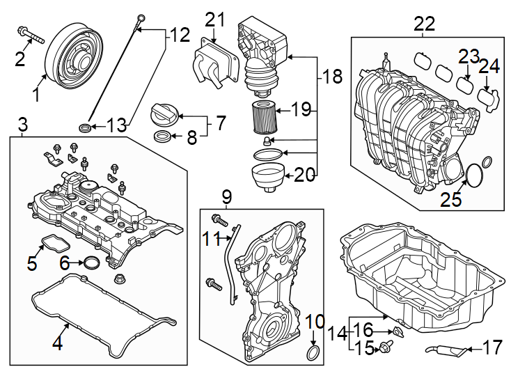 Diagram Engine / transaxle. Engine parts. for your Hyundai Tucson  