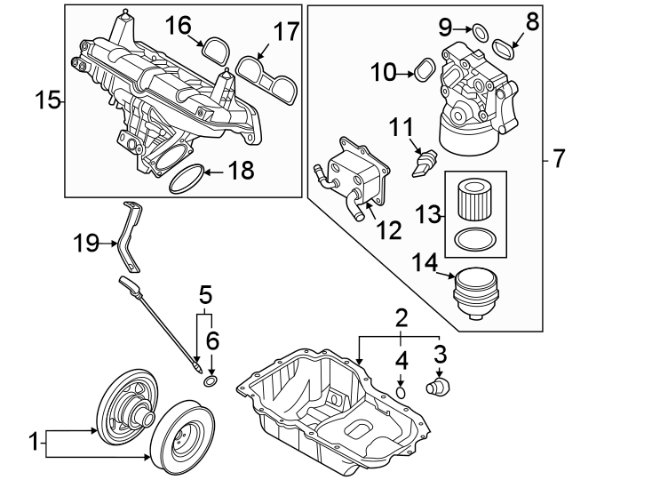 Diagram Engine / transaxle. Engine parts. for your 2023 Hyundai Tucson   