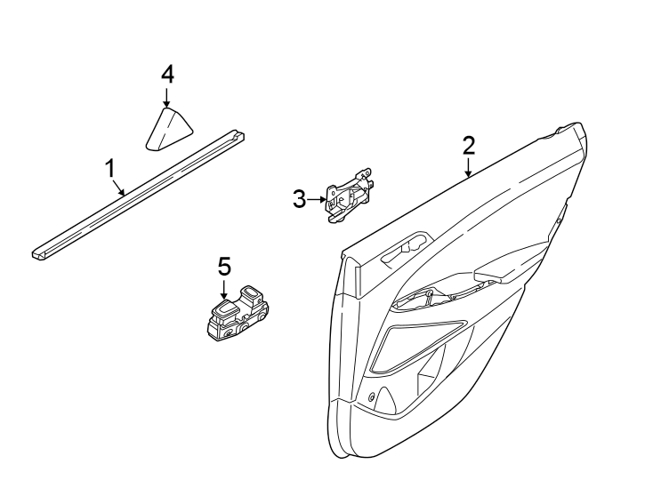 Diagram Rear door. Interior trim. for your 2017 Hyundai Accent  SE Hatchback 