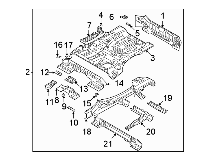 Diagram Rear body & floor. Floor & rails. for your 2008 Hyundai Elantra   