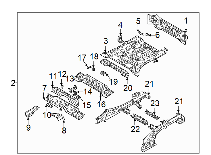 Diagram Rear body & floor. Floor & rails. for your 2008 Hyundai Elantra   