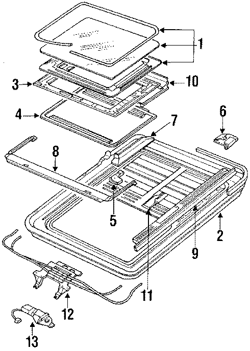 Diagram ROOF & BACK GLASS. SUNROOF. for your 2013 Hyundai