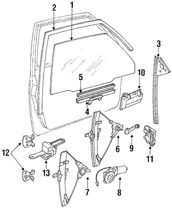 Diagram FRONT DOOR. GLASS & HARDWARE. for your 2020 Hyundai Accent   