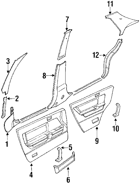 Diagram INTERIOR TRIM. for your 1992 Hyundai Sonata   