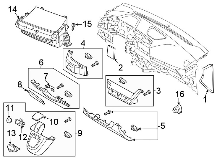 Diagram Instrument panel components. for your 2015 Hyundai Sonata   