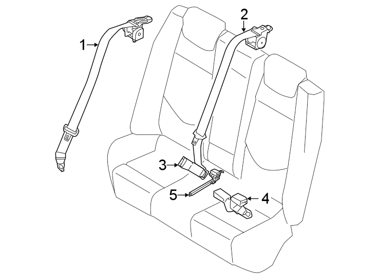 Diagram Restraint systems. Rear seat belts. for your Hyundai Ioniq 5  